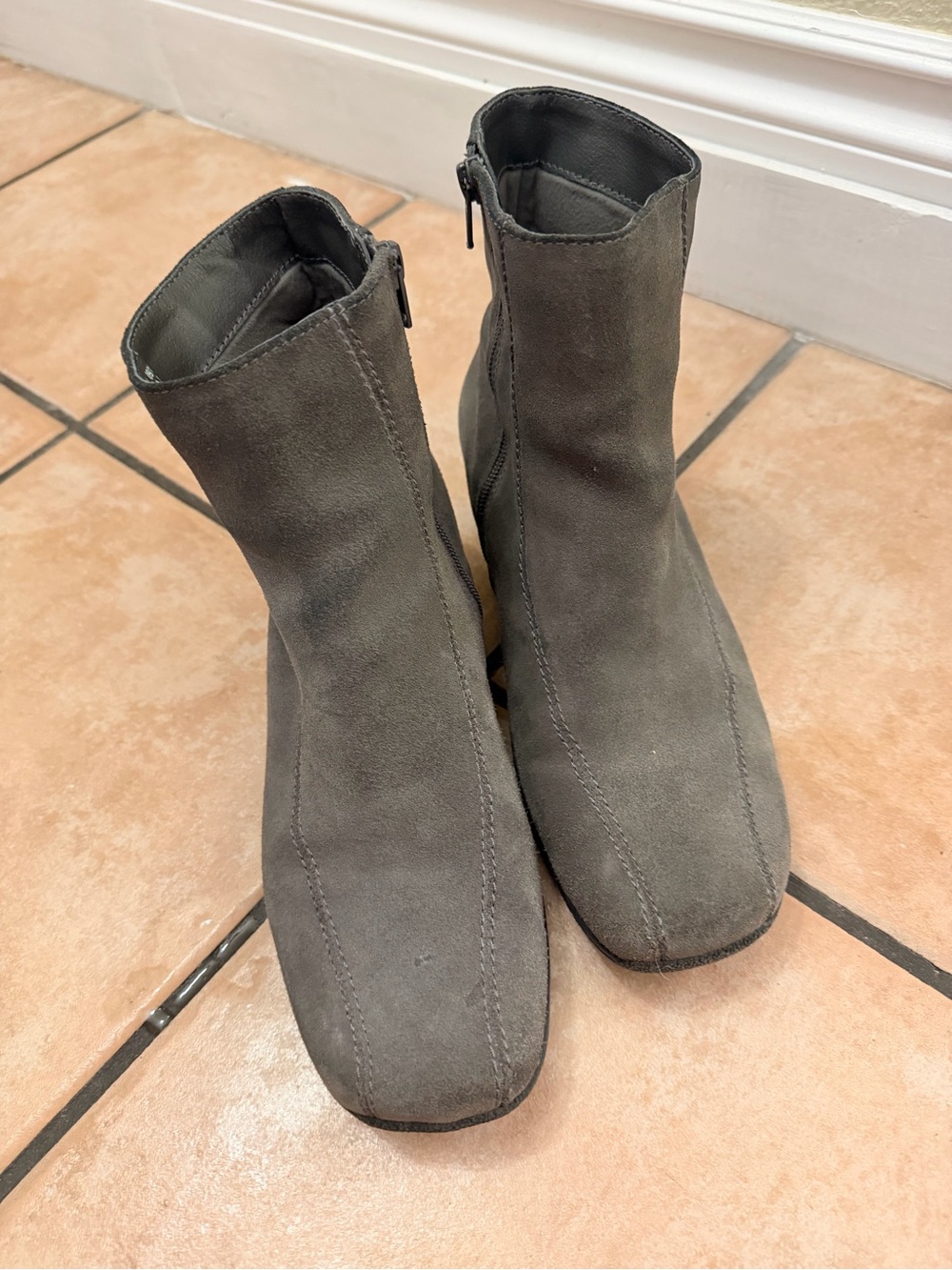 Clarks Women's Suede Ankle Booties in Gray